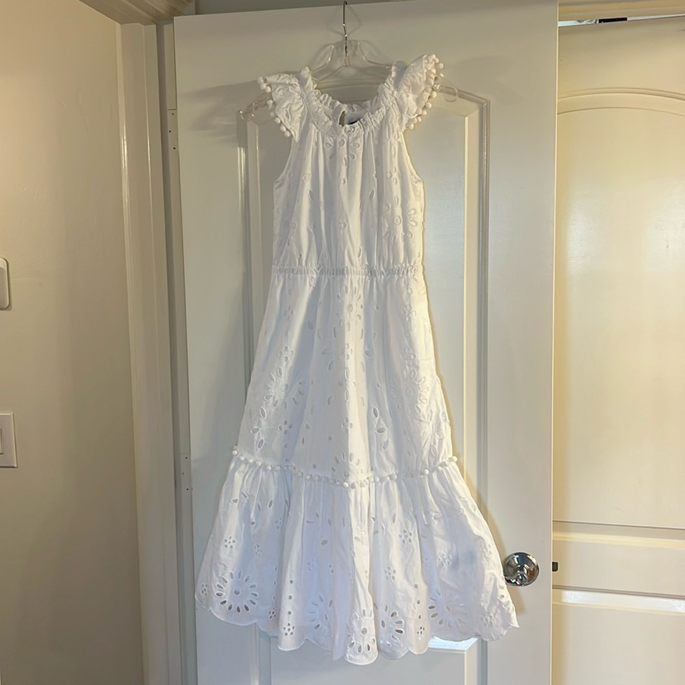 J. Crew White Halter Midi Sundress with Flutter Sleeves fits like 00